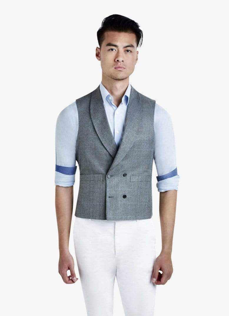 Zane Barläs Grey Waistcoat, front view on model