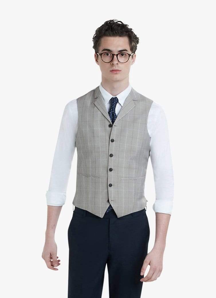 Zane Barläs Light Brown Waistcoat, front view on model