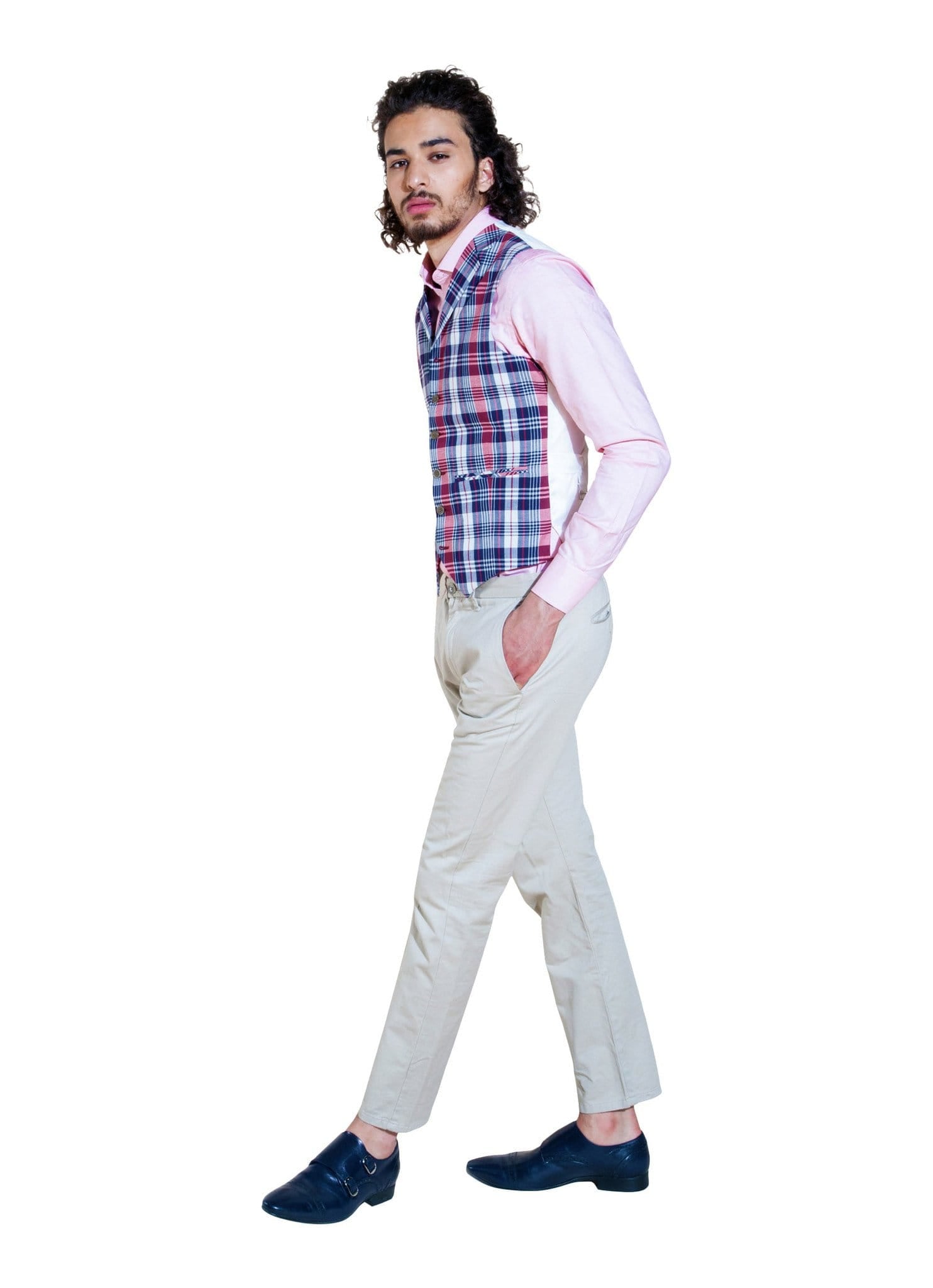 Zane Barläs Red Waistcoat, front view on model