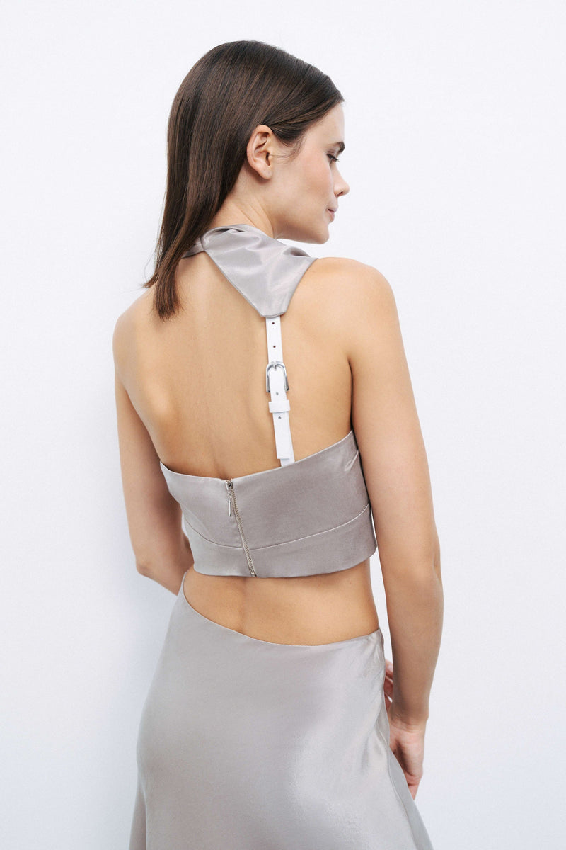 Backless Belted Blouse