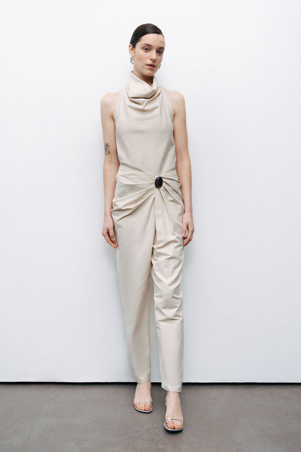 Asymmetrical Draped Detail Pants