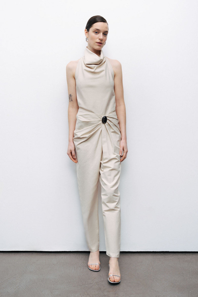 Asymmetrical Draped Detail Pants