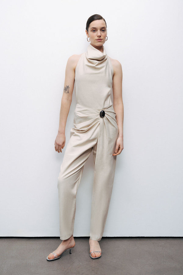 Asymmetrical Draped Detail Pants
