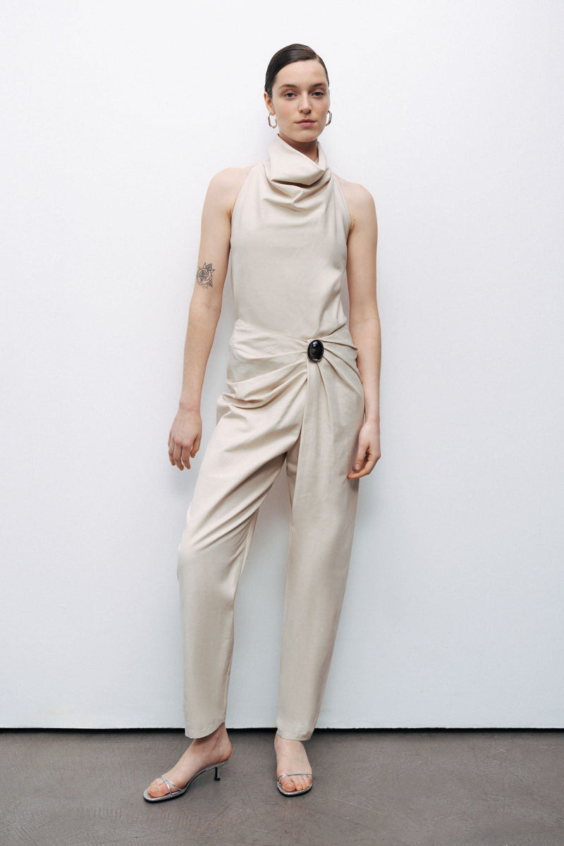 Asymmetrical Draped Detail Pants