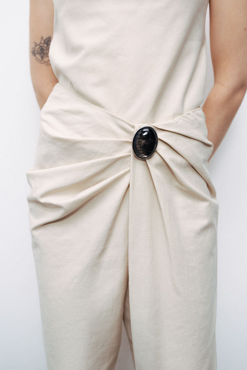 Asymmetrical Draped Detail Pants