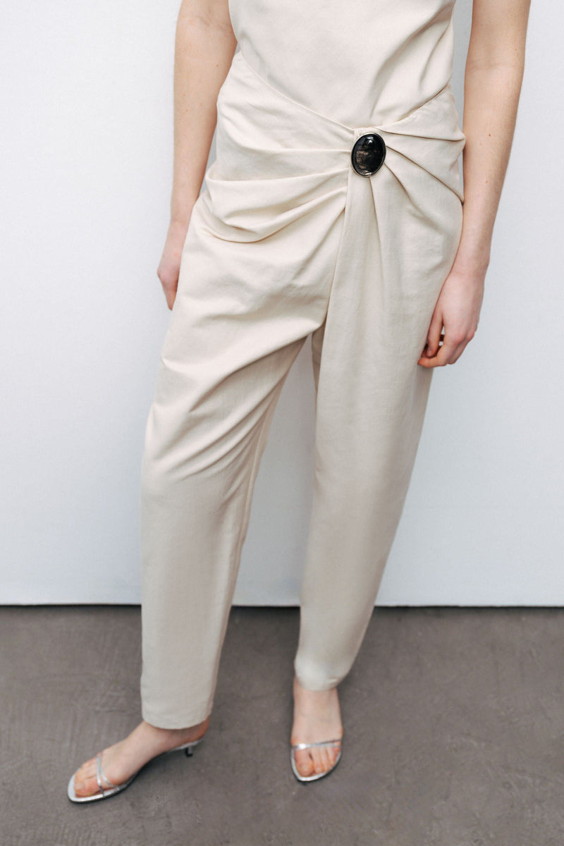 Asymmetrical Draped Detail Pants