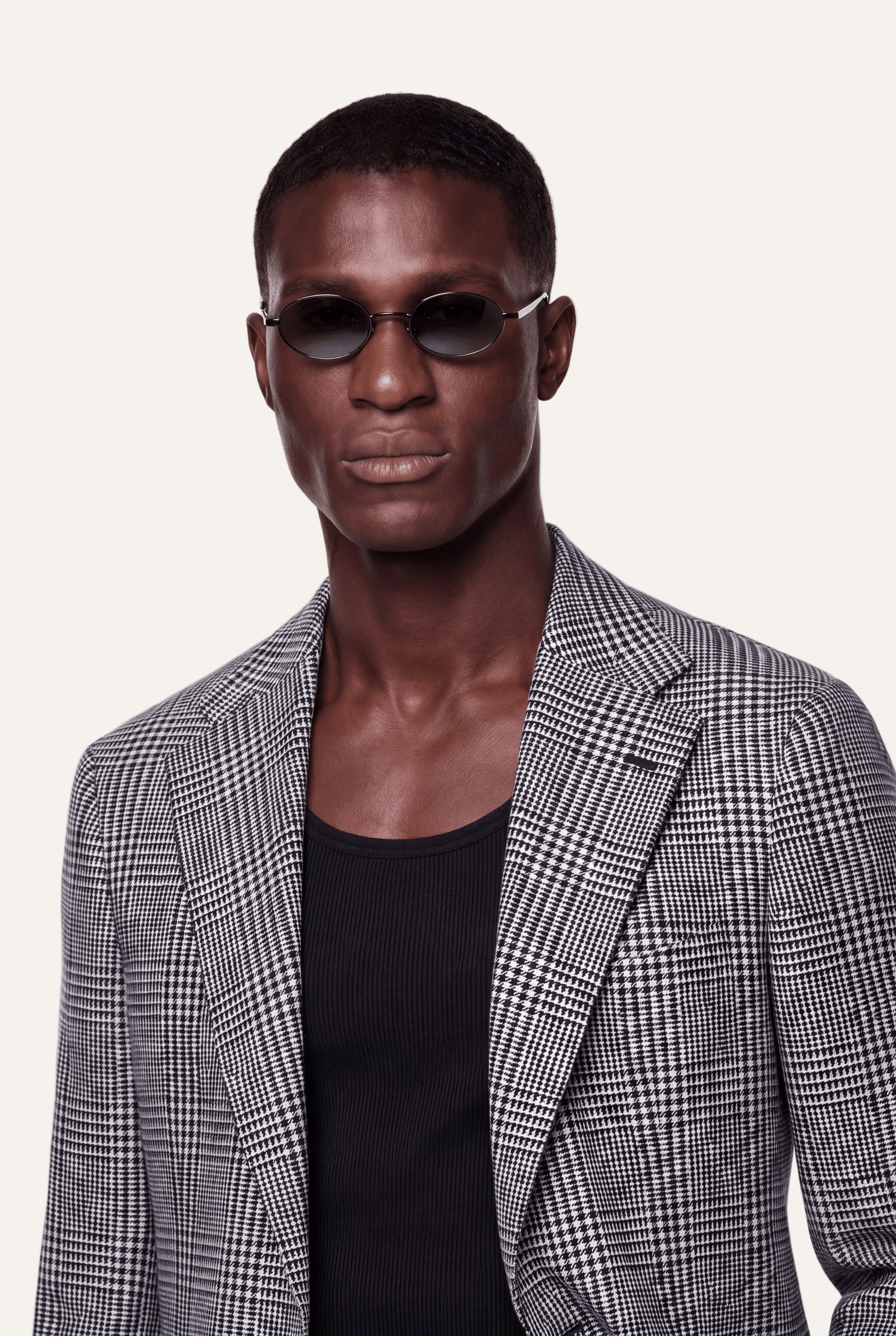 Zane Barläs Black Checked Jacket. Back view single vent clean silhouette