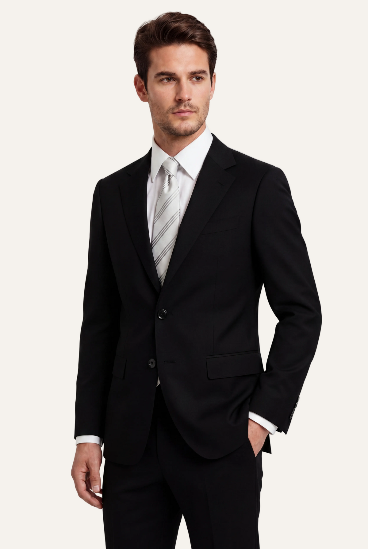 Zane Barläs Oxford Black Suit — front view men tailored Italian wool suit