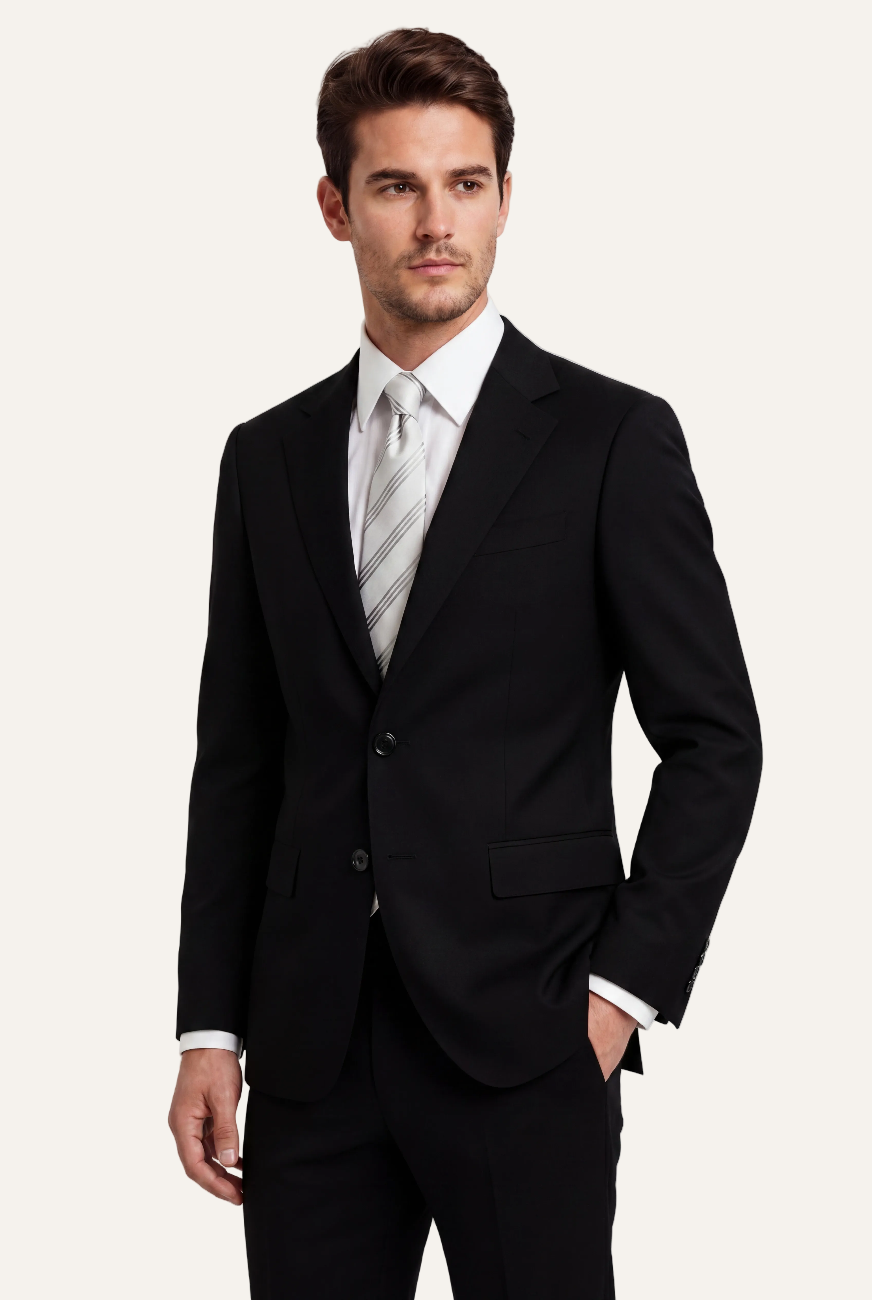 Zane Barläs Oxford Black Suit — front view men tailored Italian wool suit