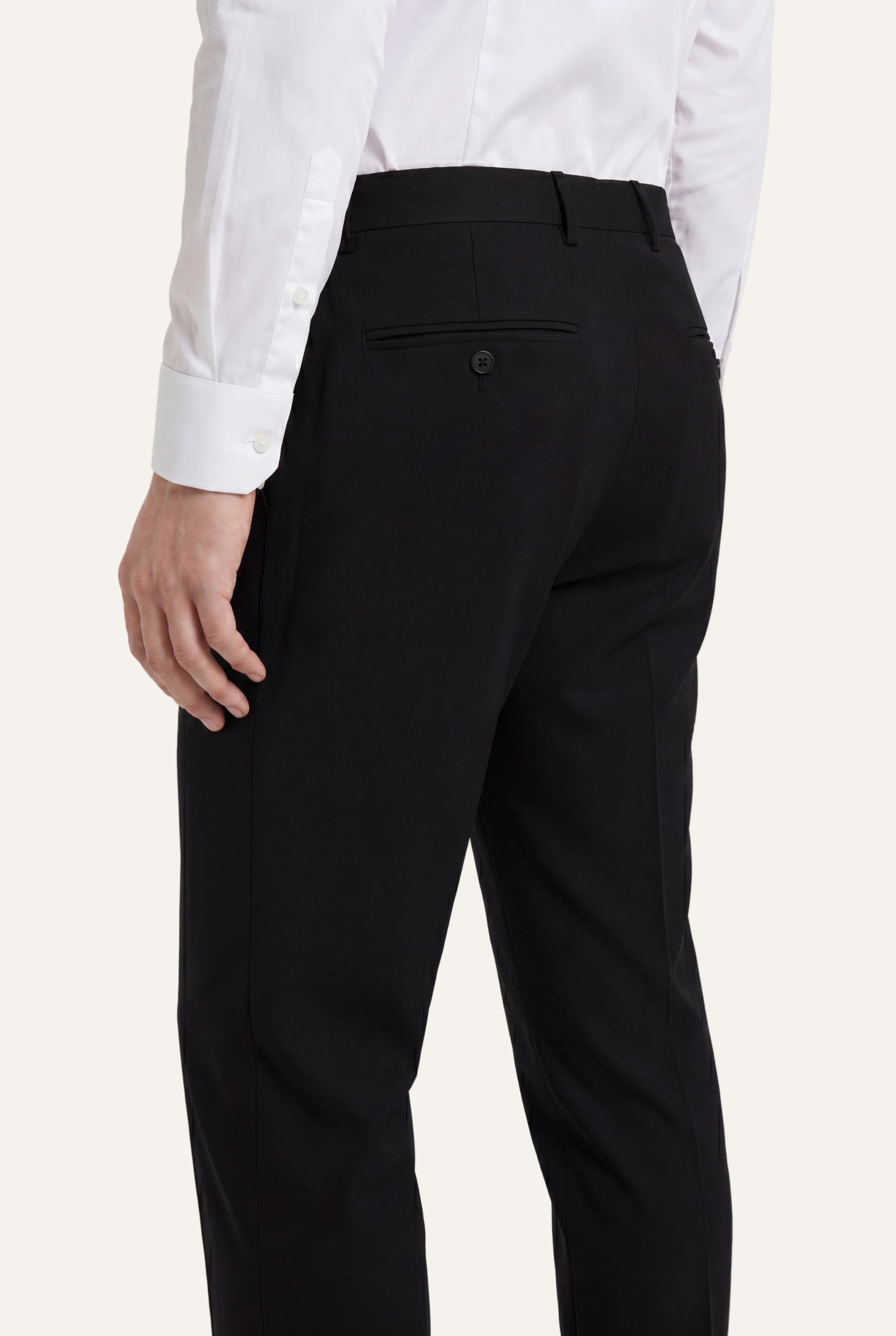 Zane Barläs Oxford Black Suit — tapered leg trousers rear view