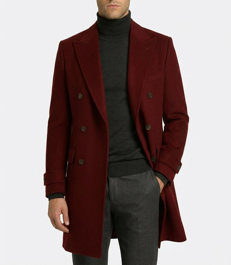 Zane Barläs Red Cashmere Overcoat, layering allowance over suit men