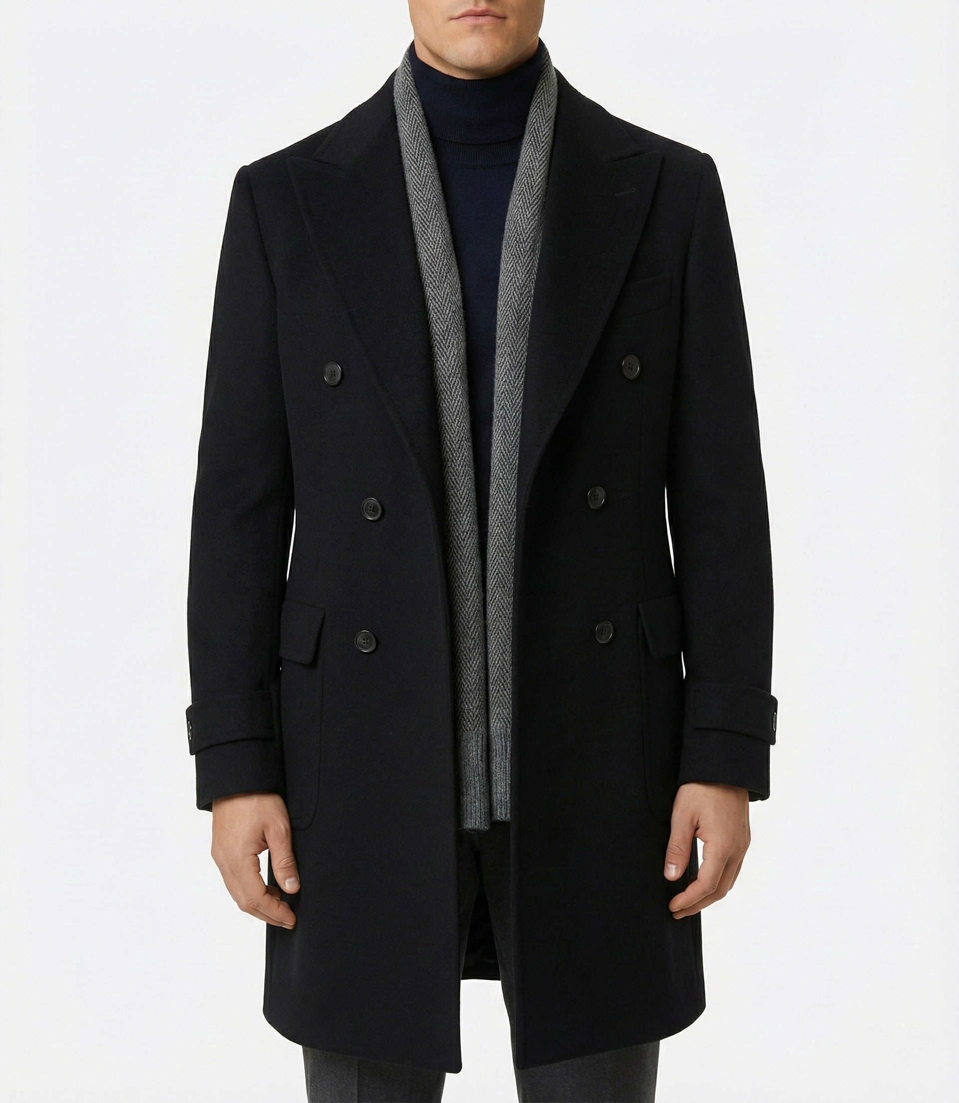 Zane Barläs Black Cashmere Overcoat, layering allowance over suit men