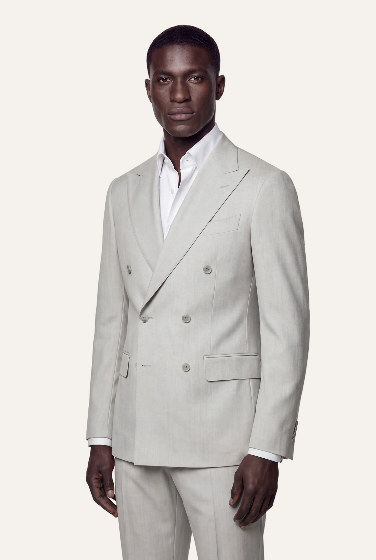 Zane Barläs Manhattan Light Grey Suit — front view men double breasted tailored wool suit