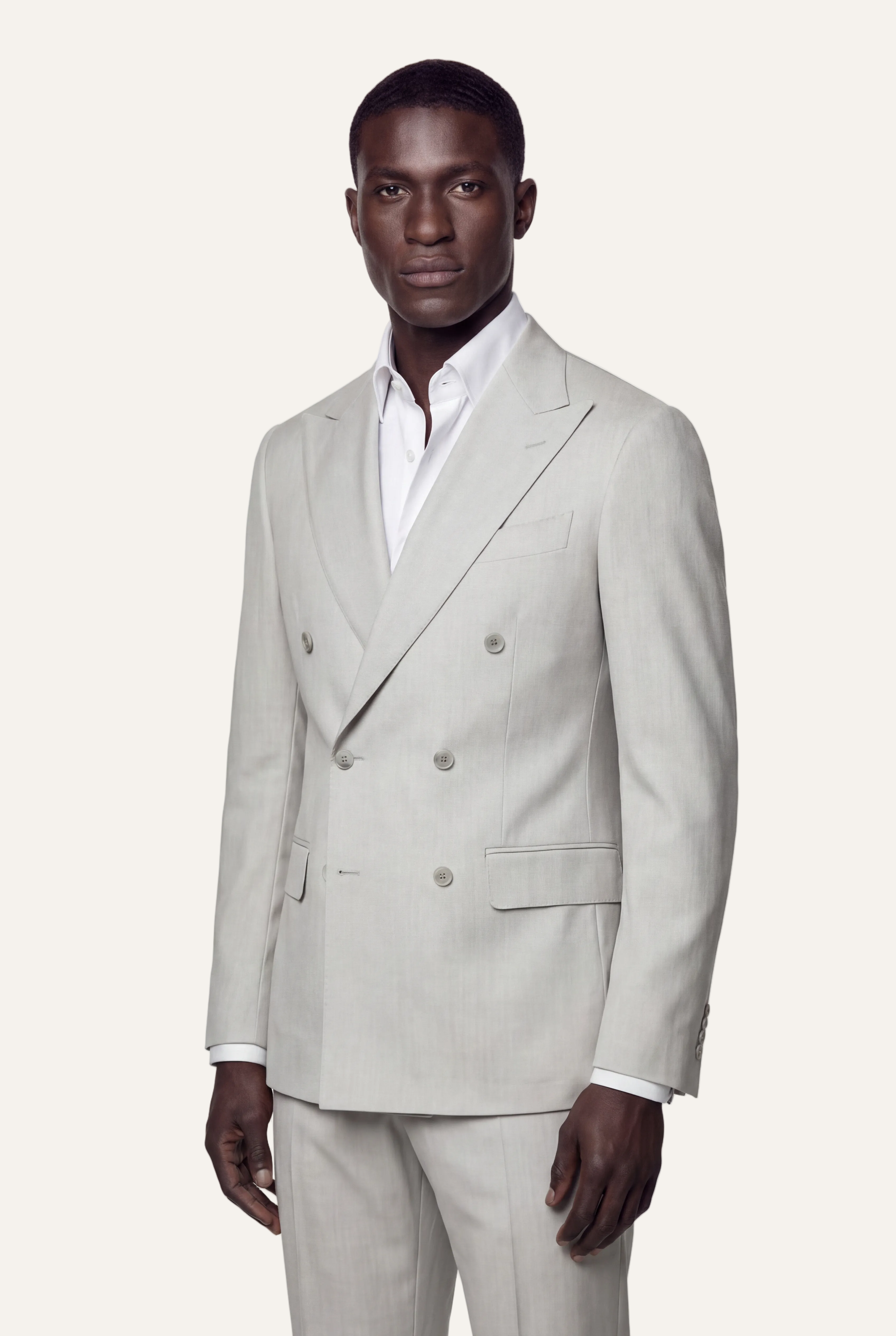 Zane Barläs Manhattan Light Grey Suit — front view men double breasted tailored wool suit
