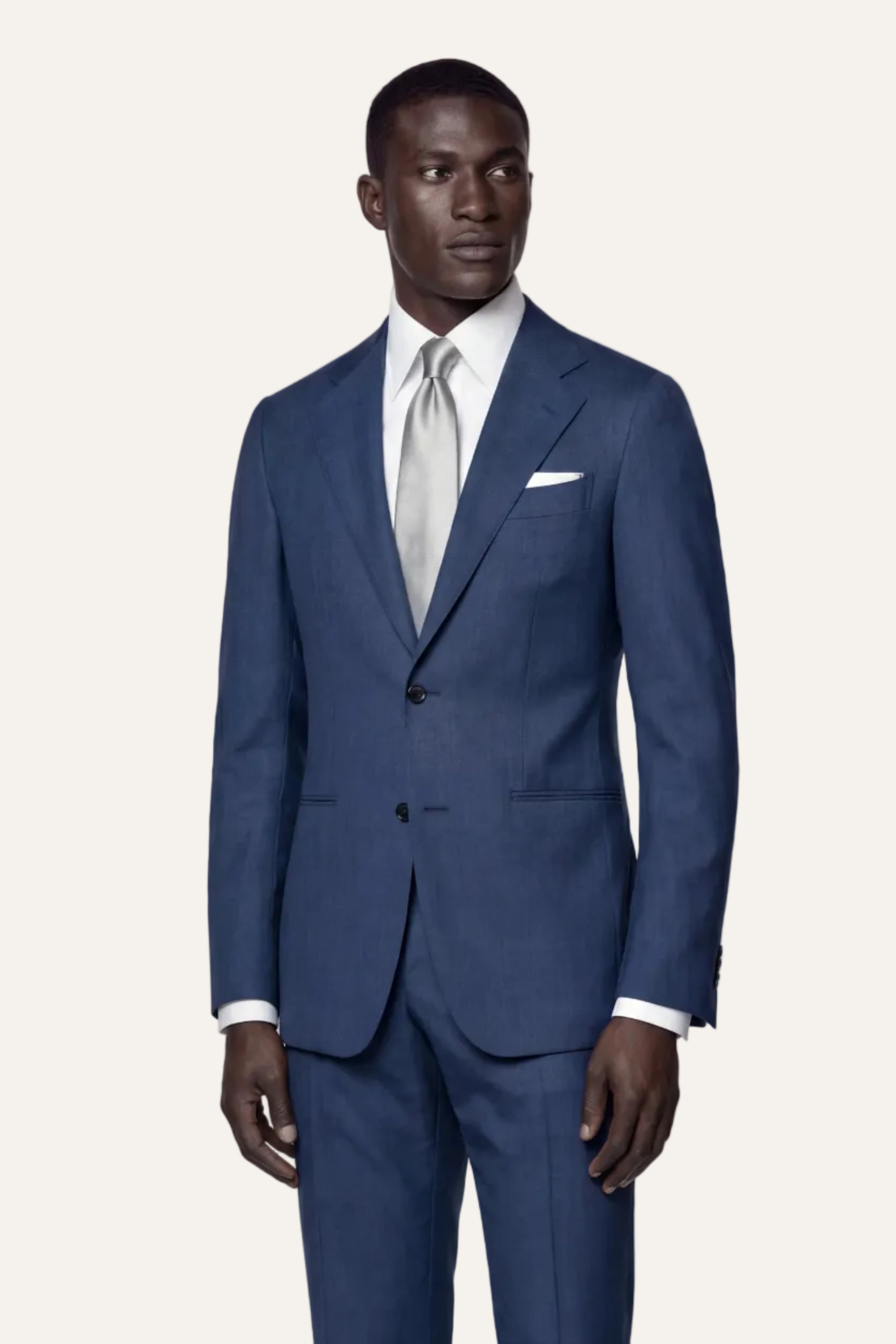 Zane Barläs Oxford Mid Blue Suit — front view men tailored Italian wool suit