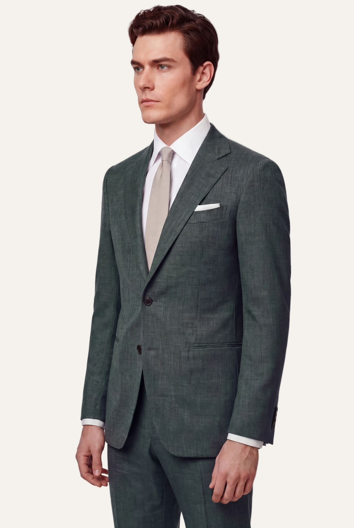 Zane Barläs Oxford Mid Green Suit — three-quarter front view tailored fit