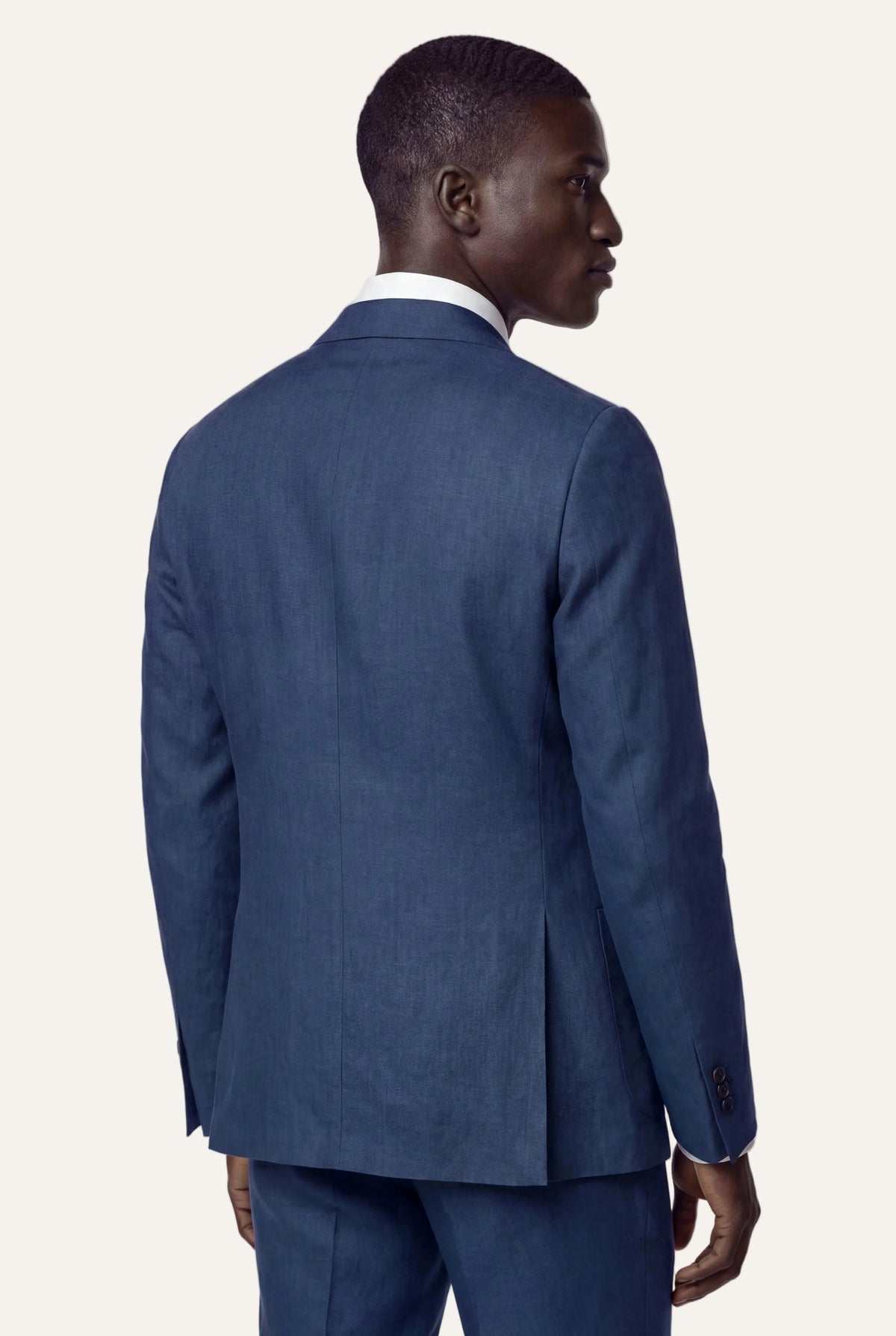 Zane Barläs Oxford Mid Blue Suit — back view single vent clean silhouette