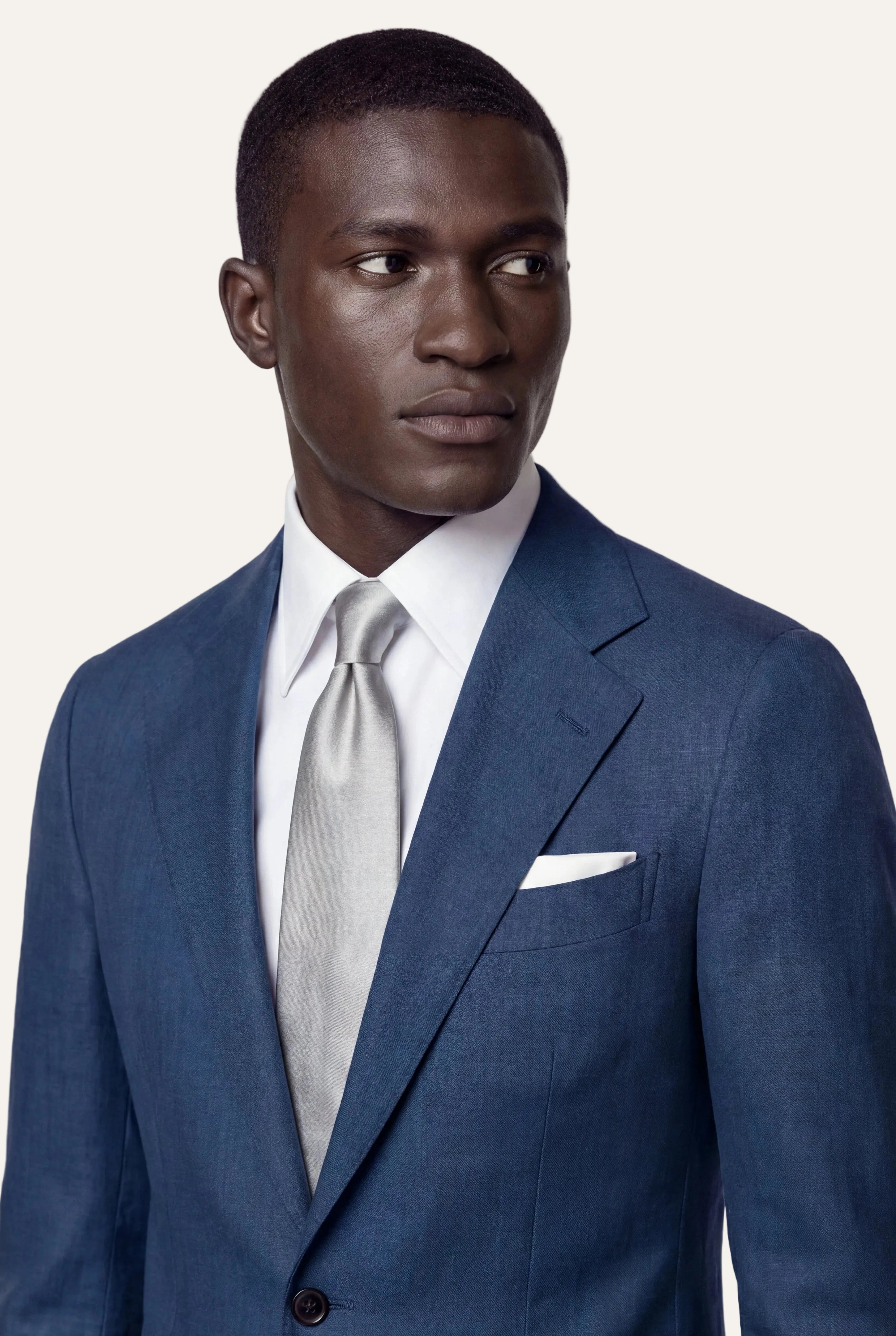 Zane Barläs Oxford Mid Blue Suit — three-quarter front view tailored fit