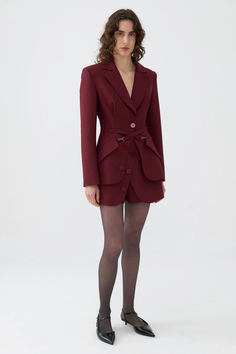 Belted blazer jacket deals