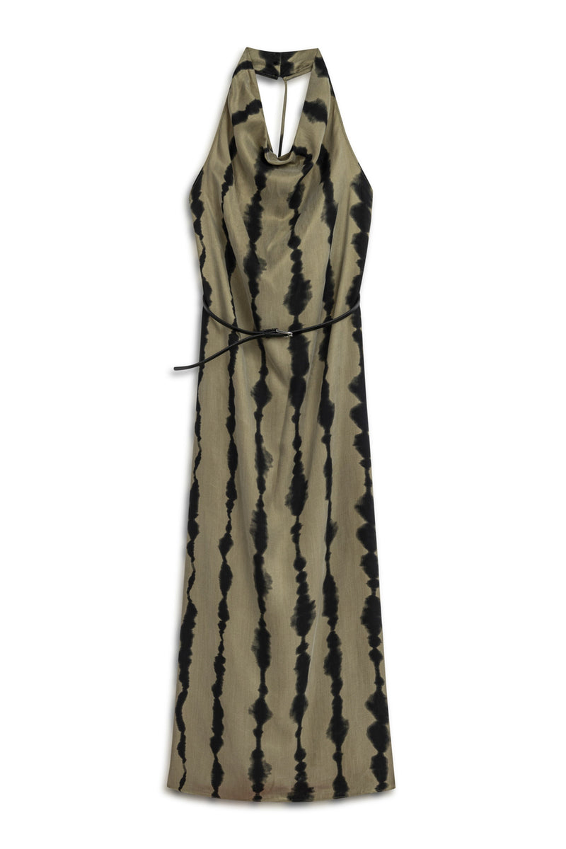 Belt Detailed Printed Maxi Dress