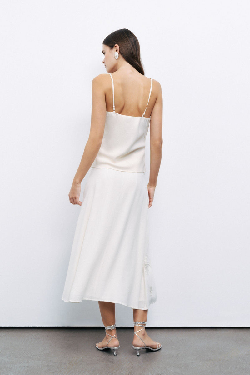 Beaded Embroidered Midi Skirt