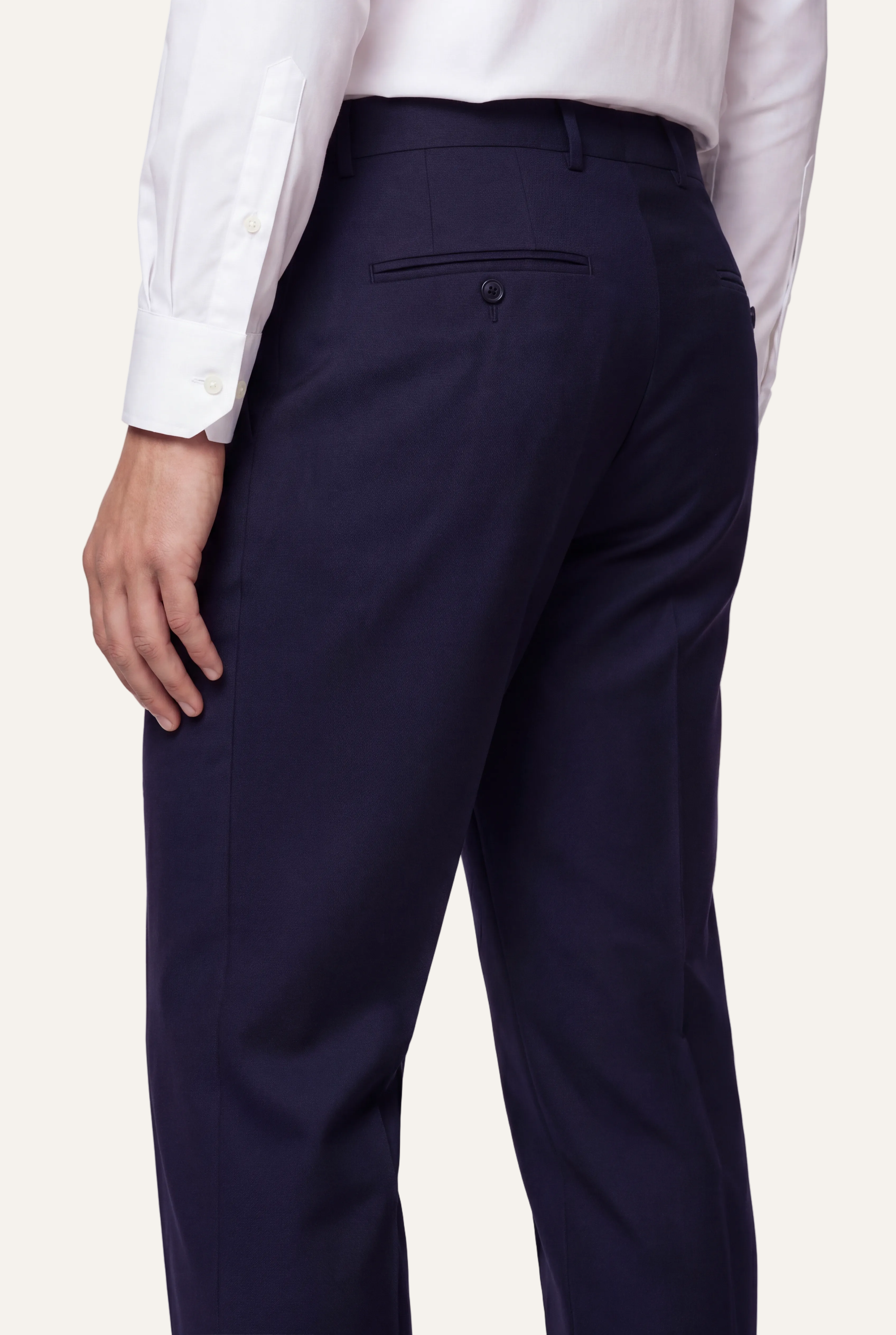 Zane Barläs Manhattan Navy Suit — tapered leg trousers rear view