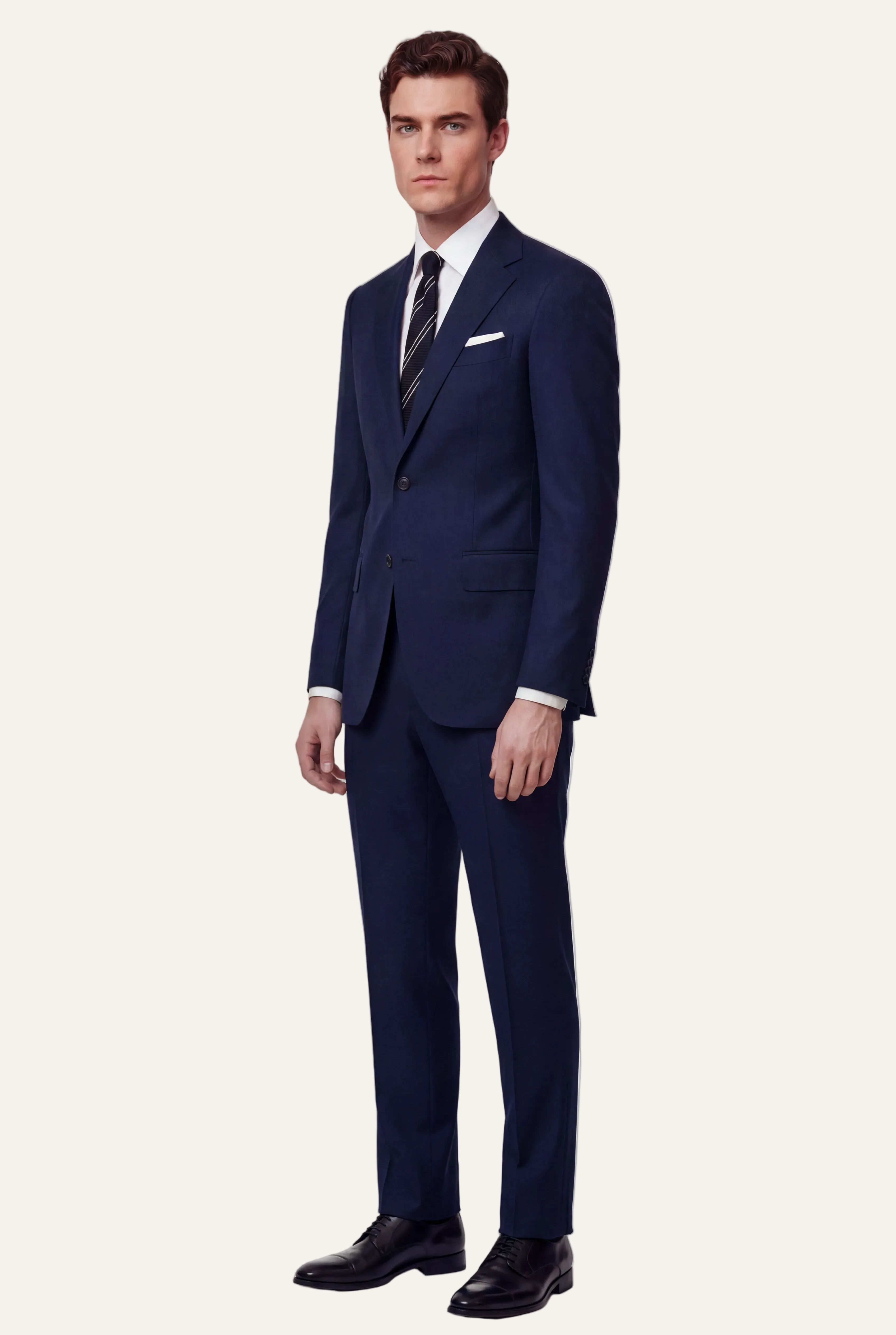 Zane Barläs Oxford Navy Blue Suit — full suit front view on model