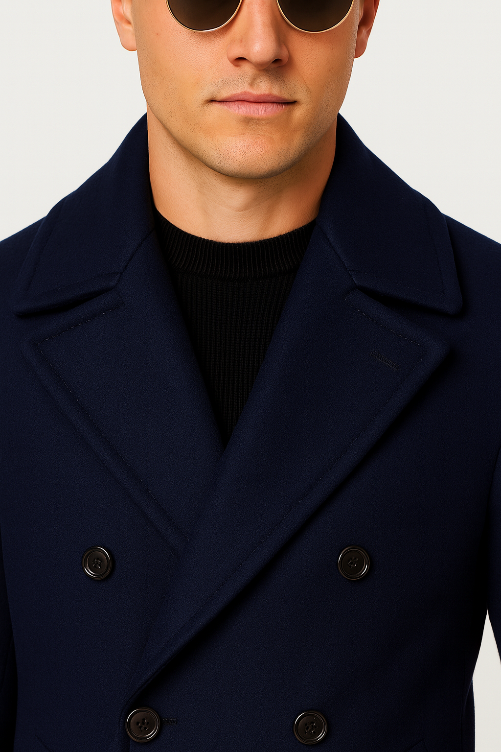 Zane Barläs Navy Wool Peacoat, sartorial lapel construction detail