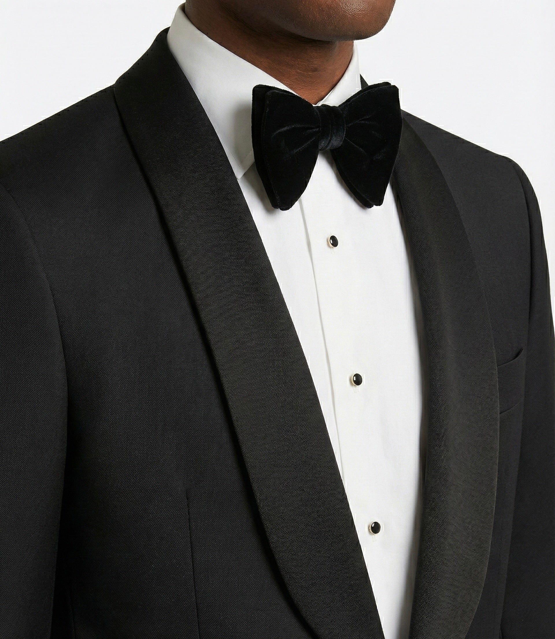 Zane Barläs Black Monaco Tuxedo, silk satin trim detail close-up