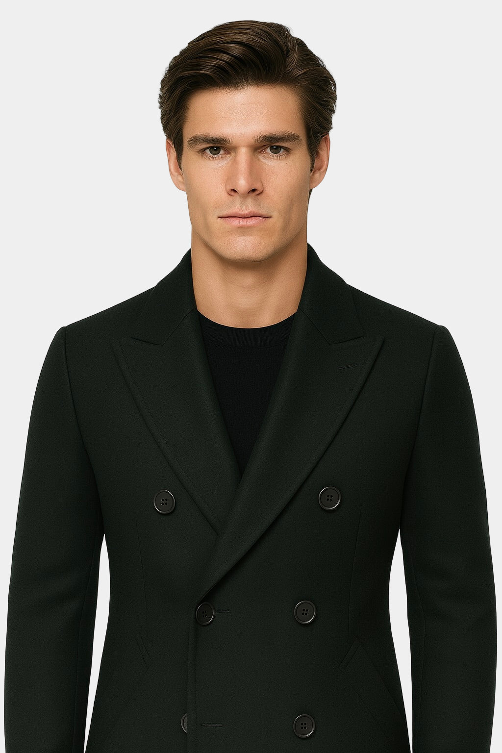 Zane Barläs Green Wool Overcoat, soft roped shoulder construction detail