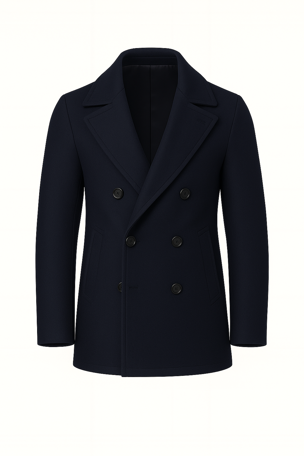 Zane Barläs Navy Wool Peacoat, tailored silhouette over suit men