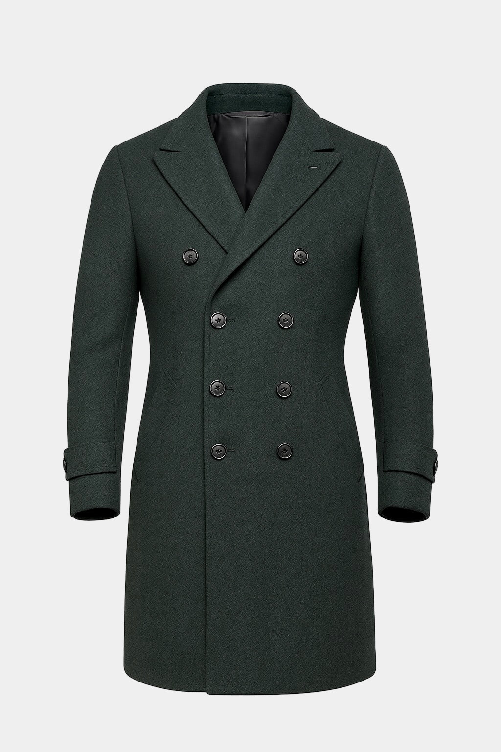Zane Barläs Green Wool Overcoat, tailored silhouette over suit men