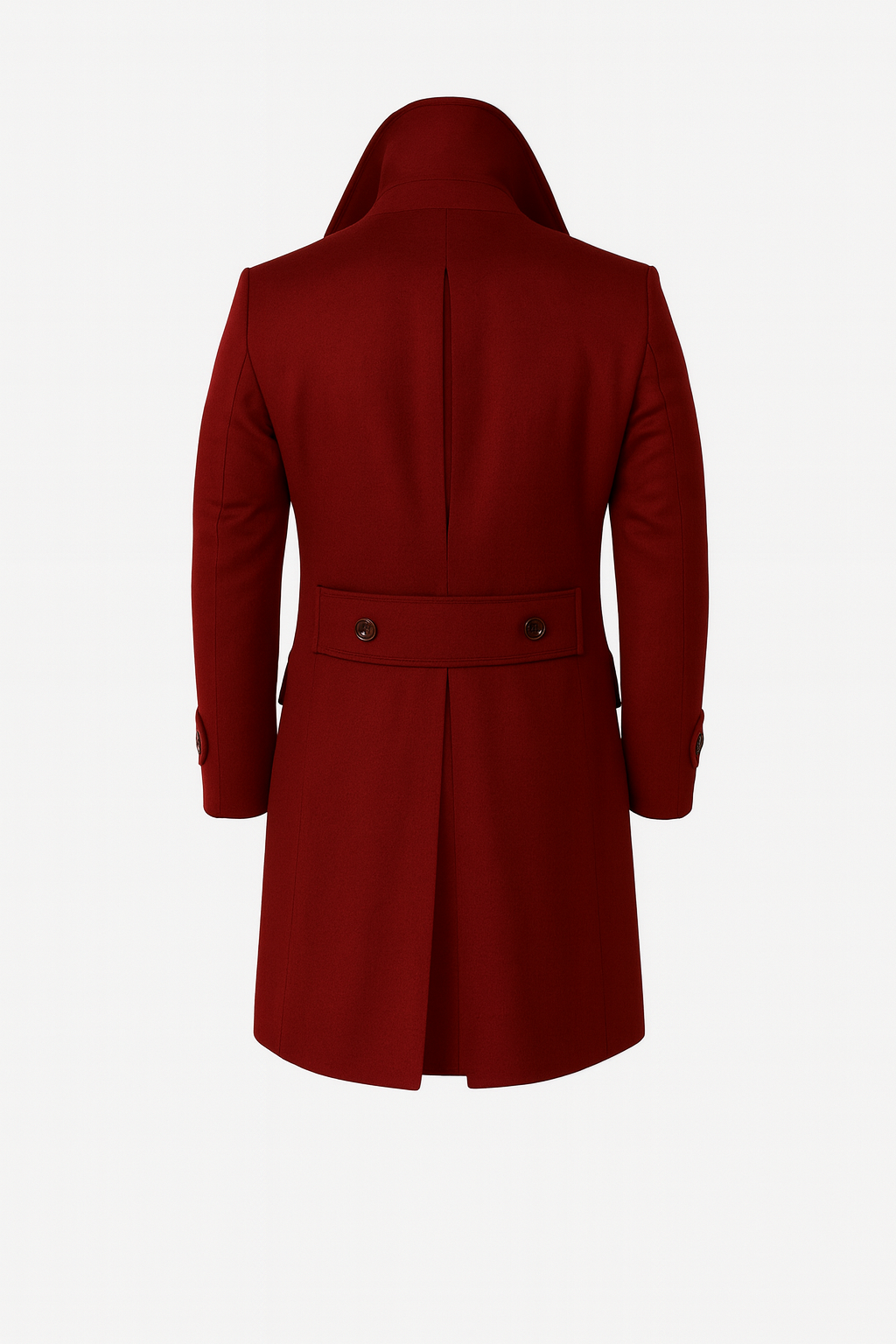 Zane Barläs Red Cashmere Overcoat, wind-resistant cashmere wool construction