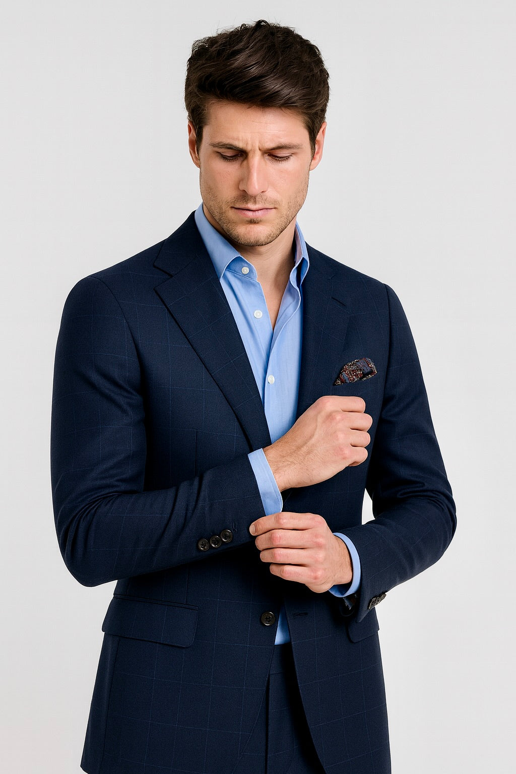 Navy Windowpane Suit