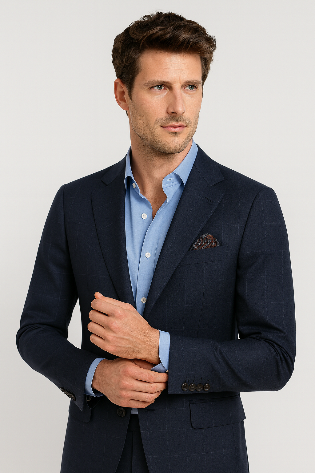 Navy Windowpane Suit