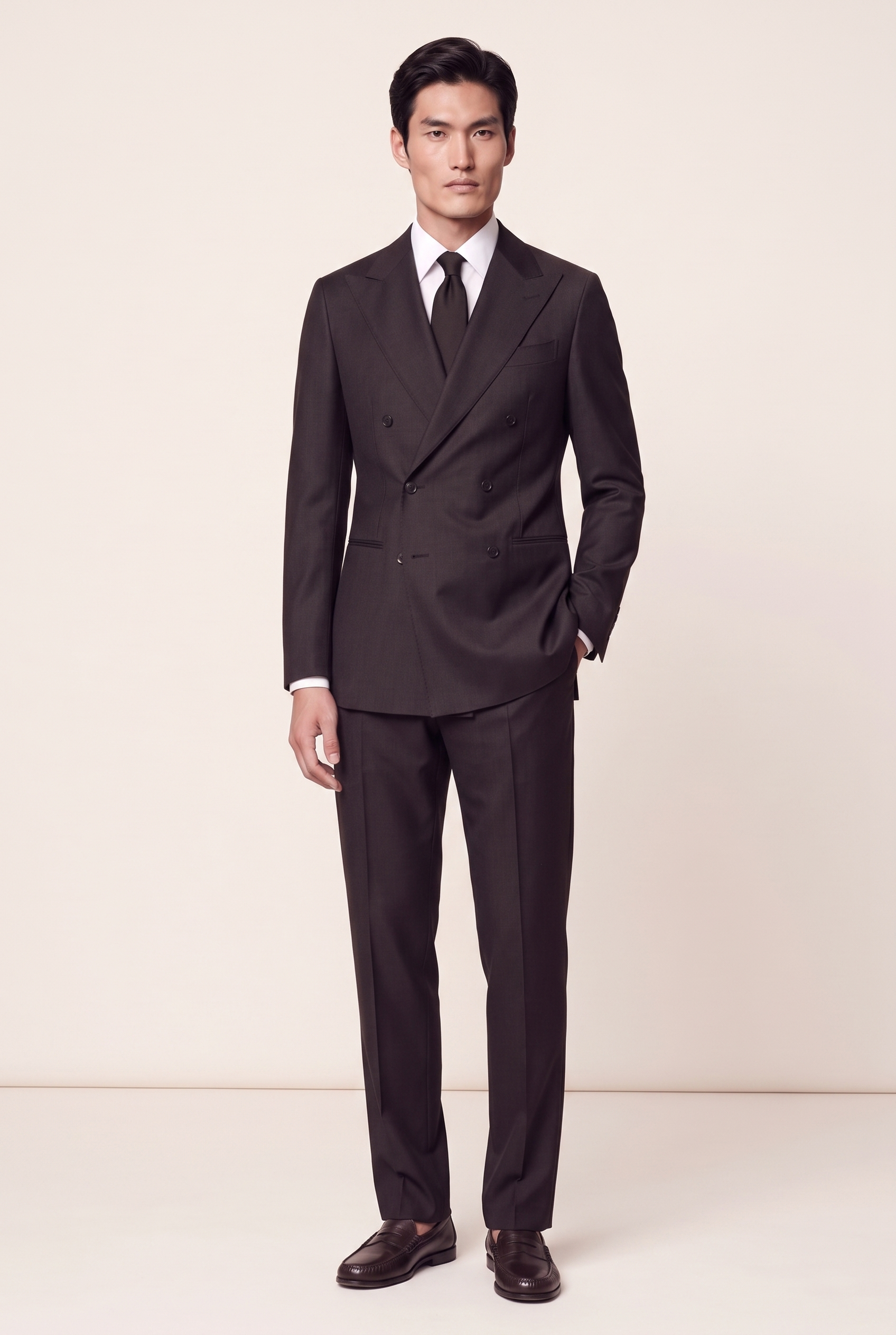 Manhattan Dark Brown Suit, full front view