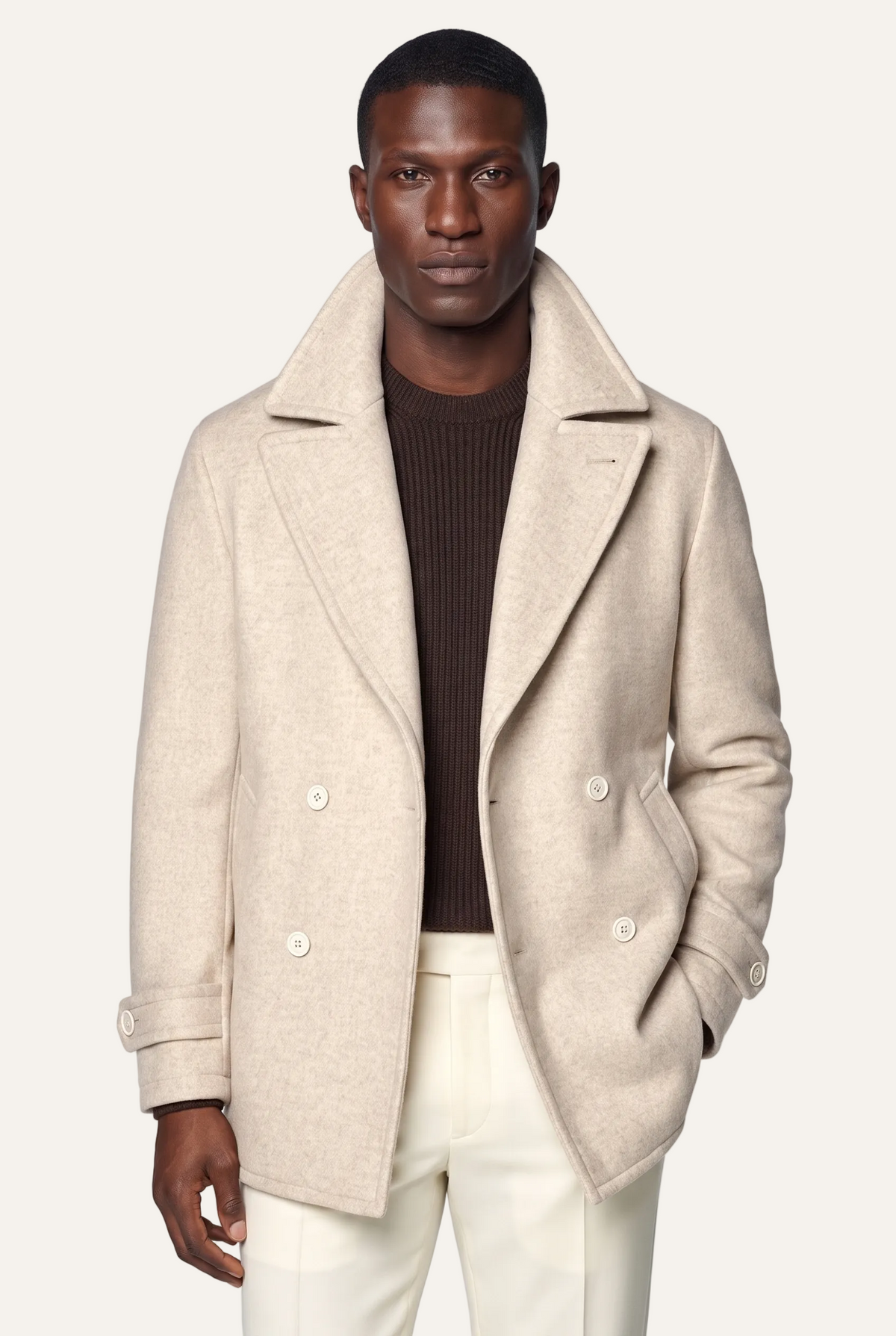 Harbour Oat Peacoat, full front view