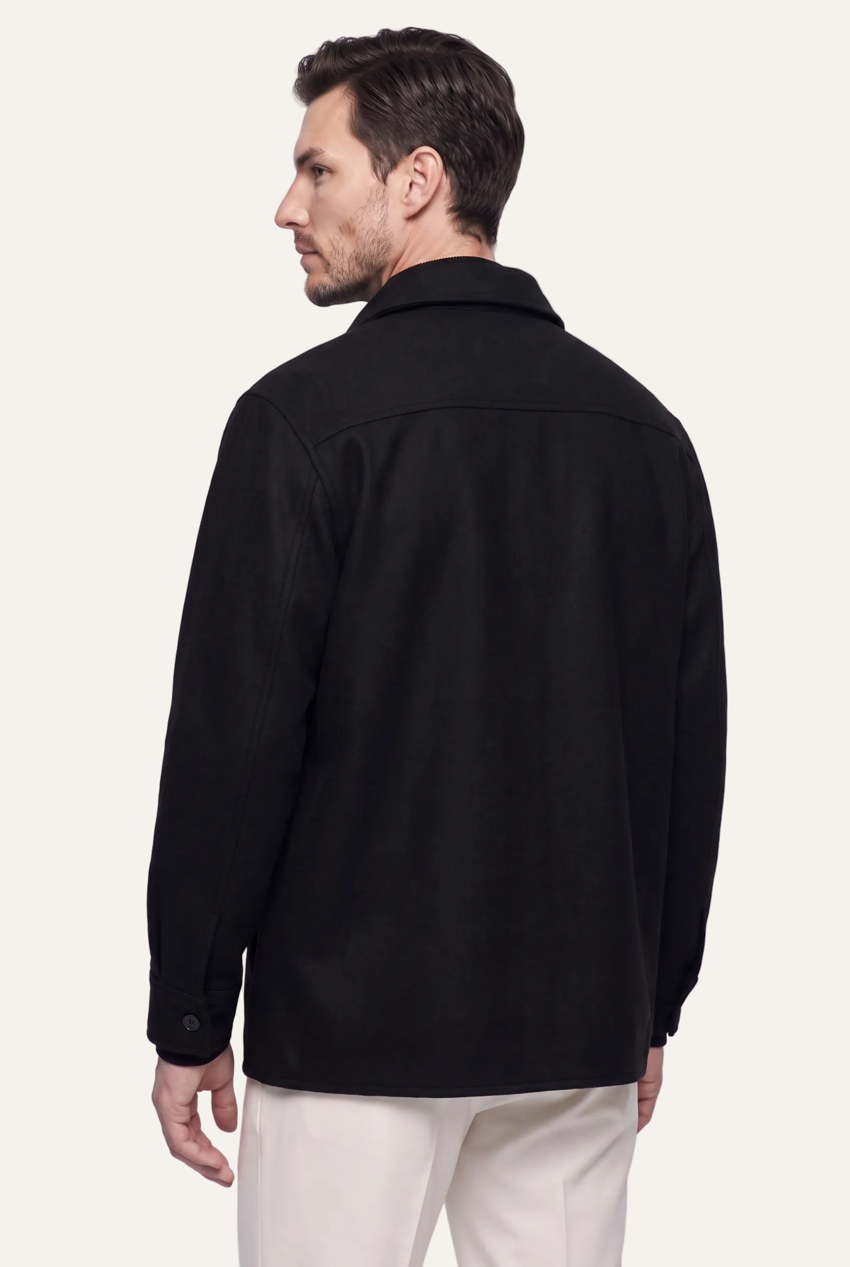 Black Shirt Jacket, three quarter back