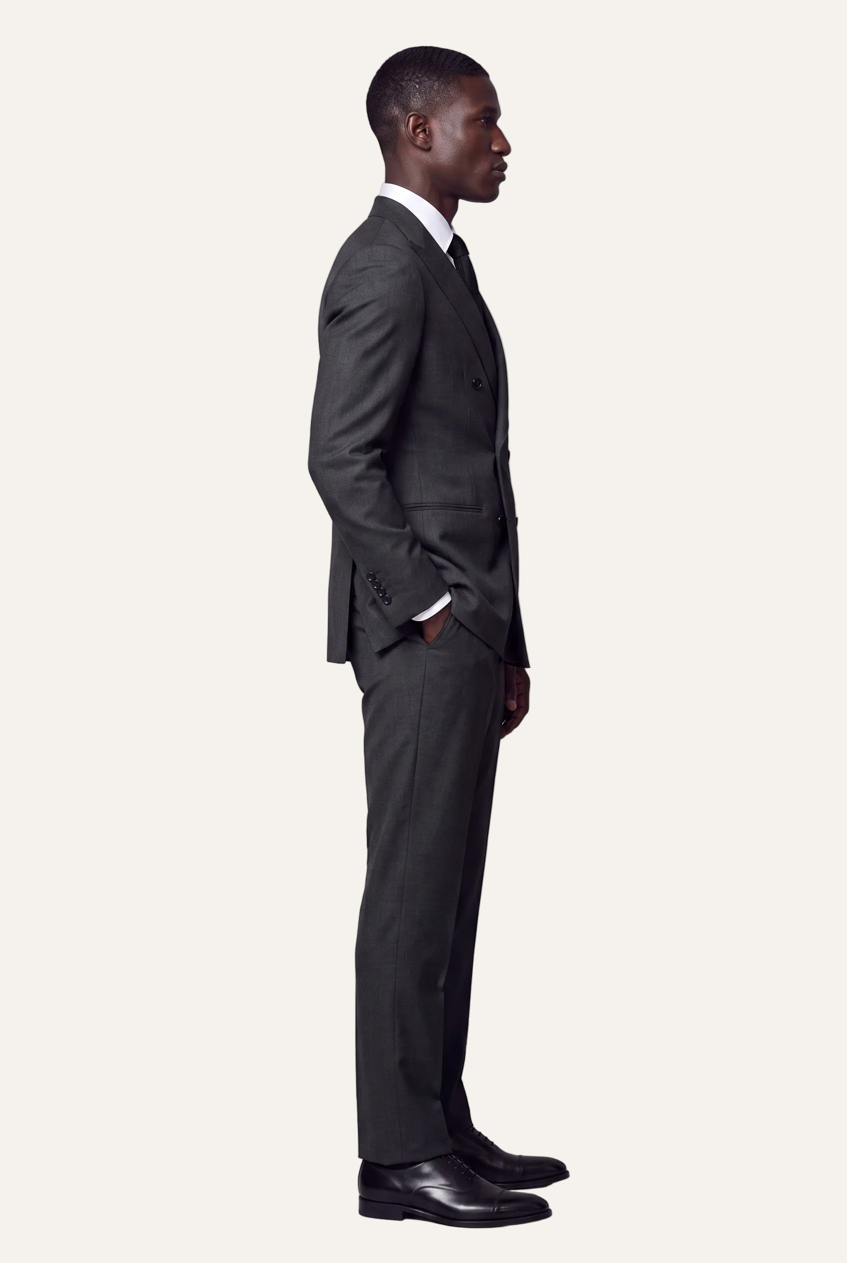 Manhattan Dark Grey Suit, side profile view