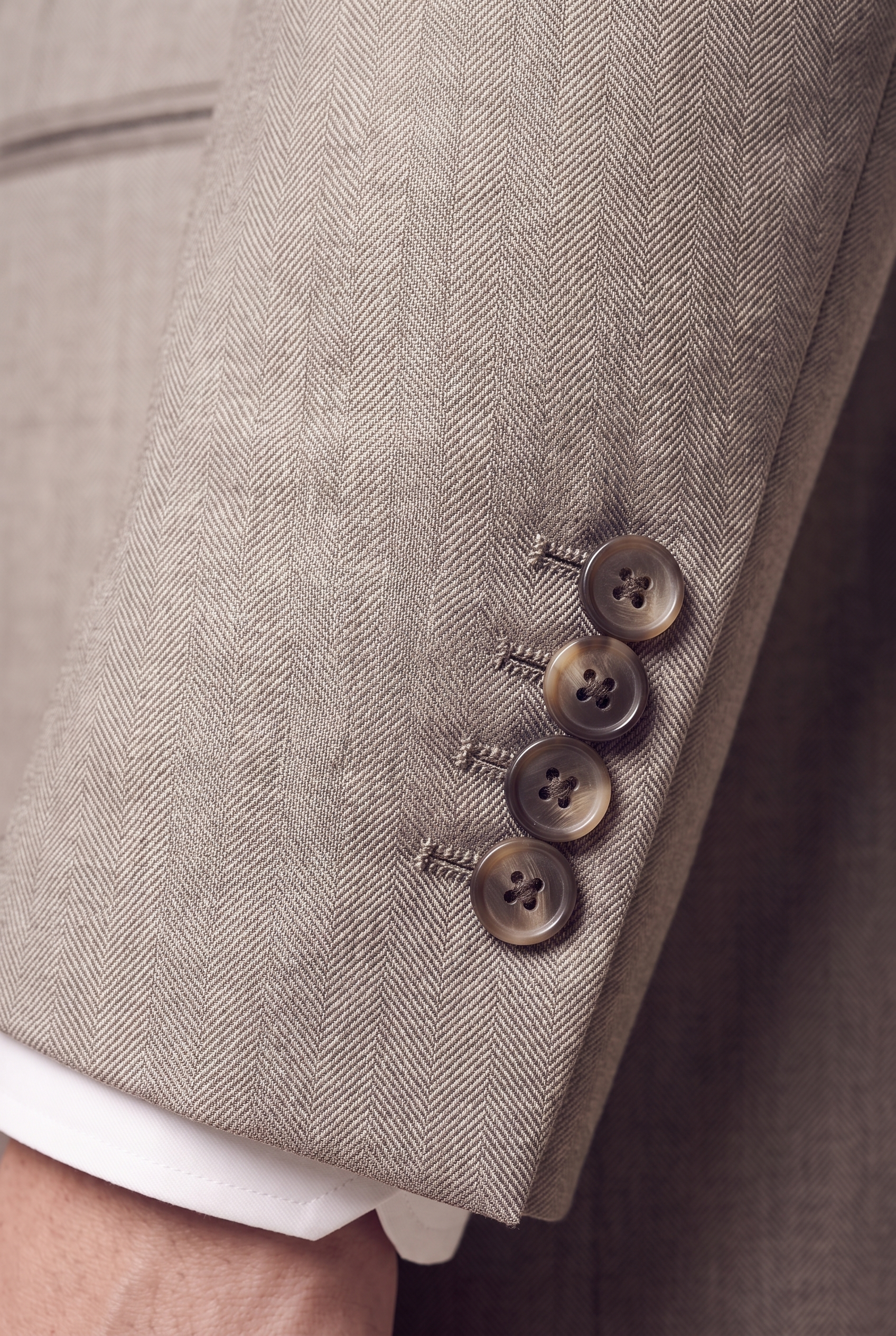 Manhattan Taupe Suit, cuff button detail