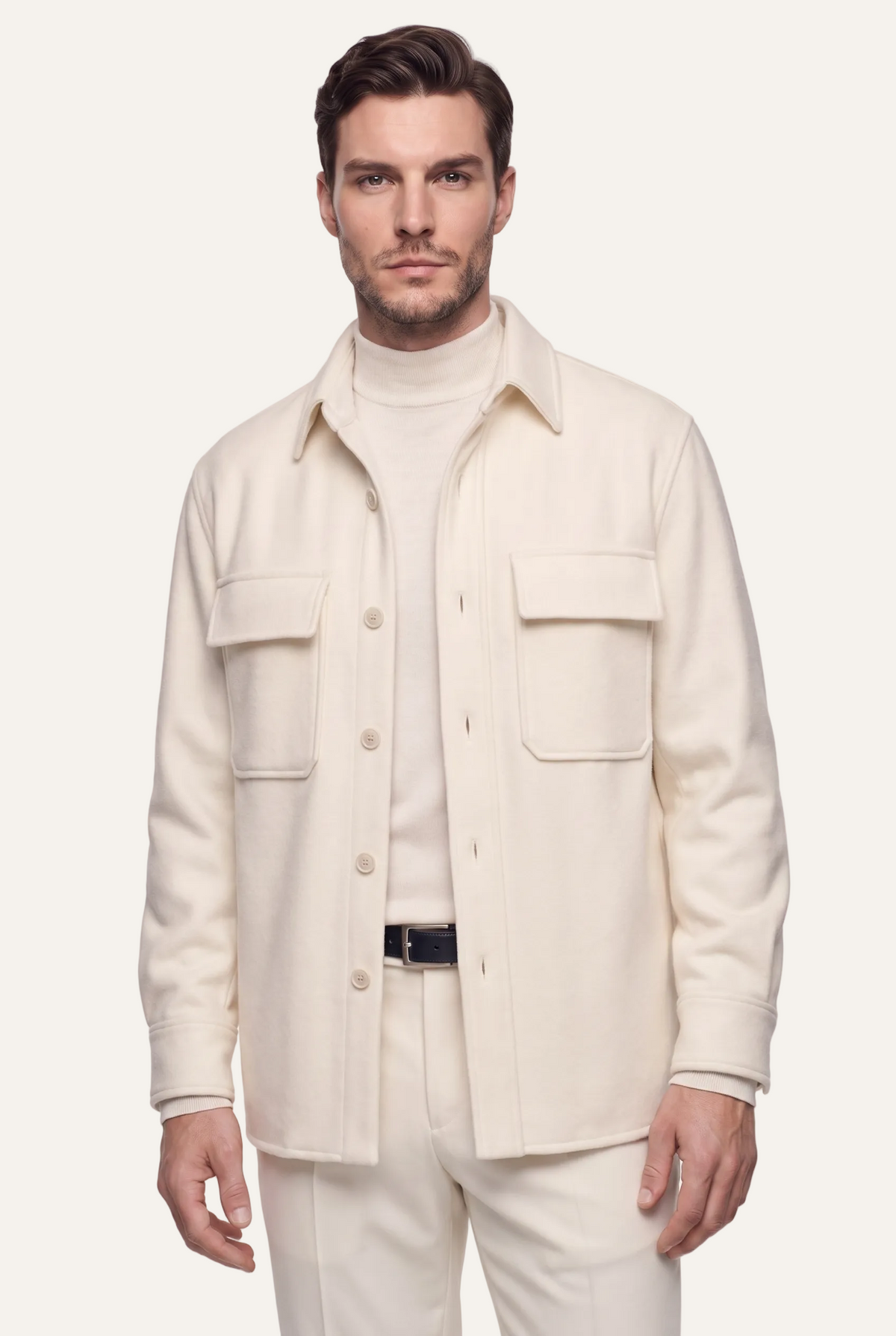 Off-White Shirt Jacket, front three quarter view