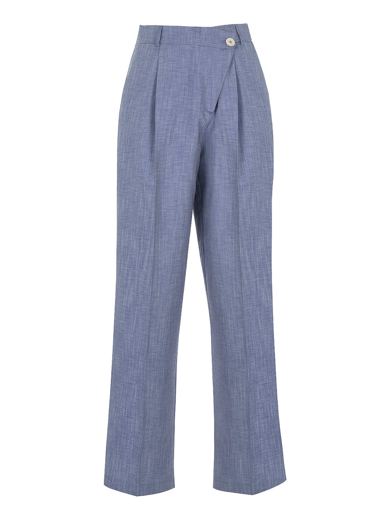 Blue Wide Pants with Darts