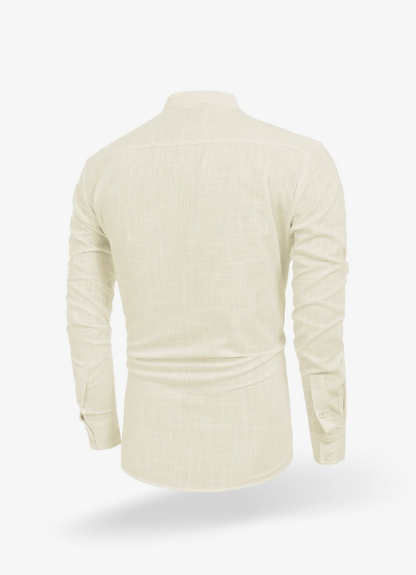 Beige Linen Henley Shirt