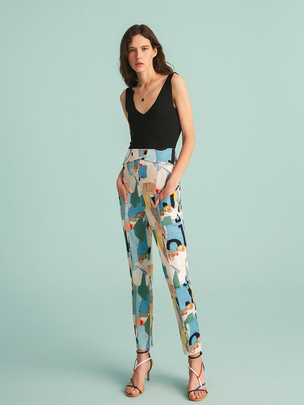 Printed Tapered Fit Pants