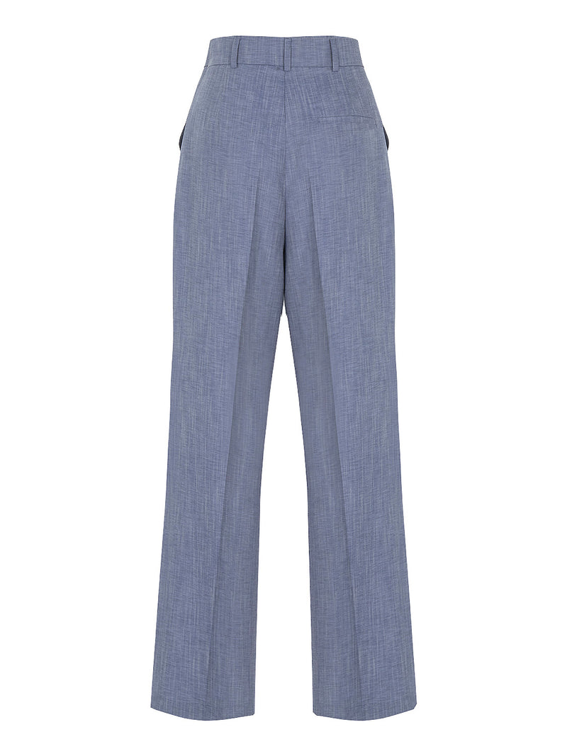 Blue Wide Pants with Darts