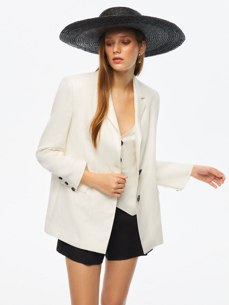 Double-Breasted Linen Jacket