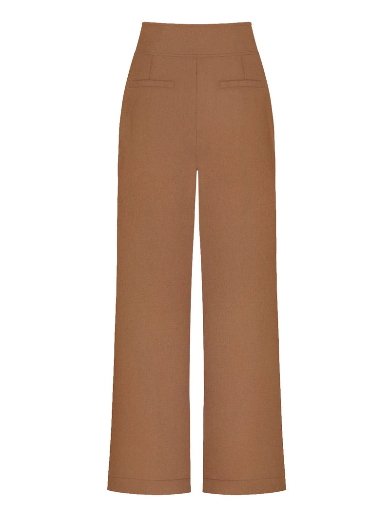 Brown Wide Pants with Darts