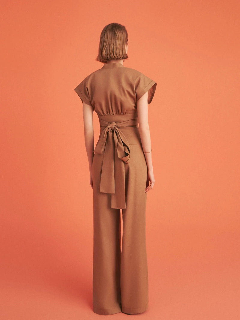 Brown Wide Pants with Darts