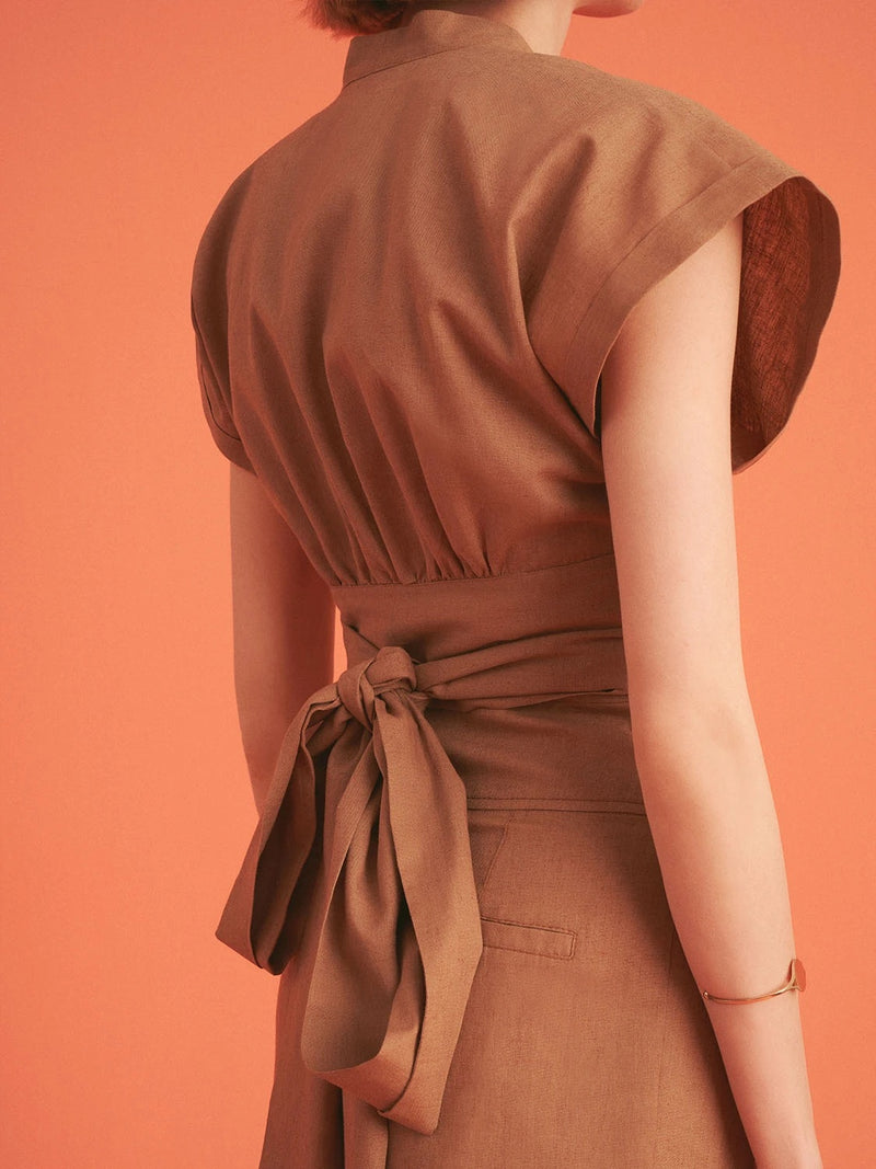 Brown Wide Pants with Darts