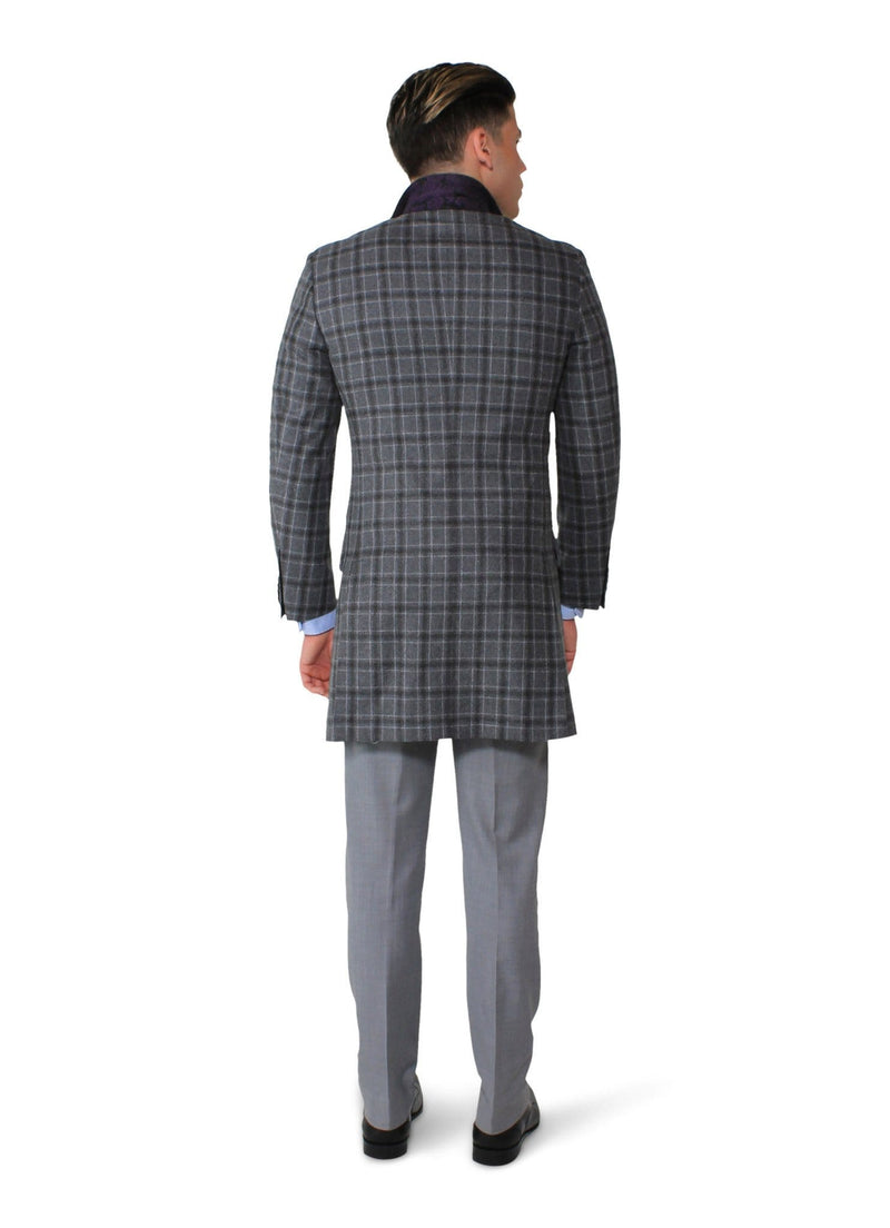 Grey Check Overcoat - Rental